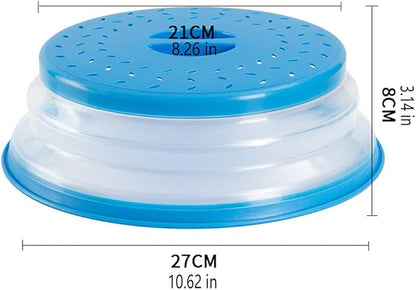 Collapsible Microwave Splatter Cover, 10.5 Inch, Microwave Plate Cover With Steam Vent (Dark blue)