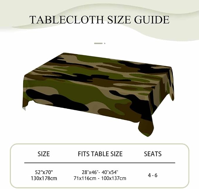 Navy Table Cover 52x70 Classic Army Green Solider Print Brown Black Olive Table - Image 4