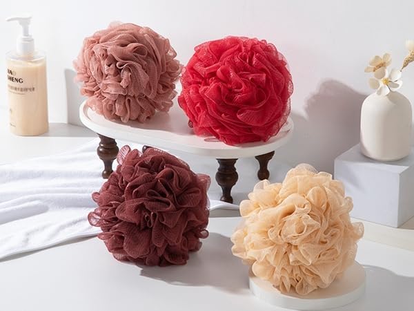 Loofah Sponge XXL-100g 4 Pack, Bath Sponge Soft Mesh Shower Puff Loofah - Image 6