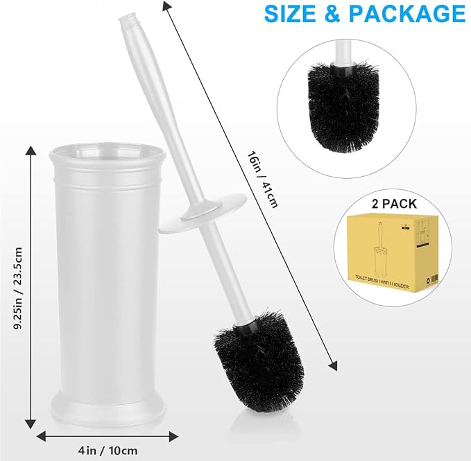 Toilet Brush and Holder 2 Pack, Toilet Bowl Brush - Image 7