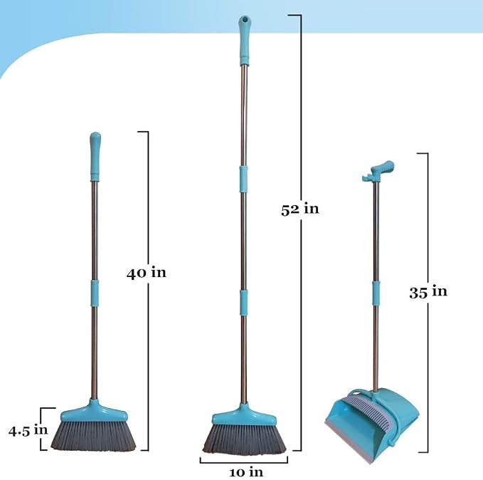 Broom and Dustpan Set Lightweight Upright Lobby Broom and Dust Pan Combo - Image 2
