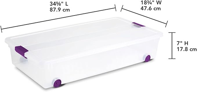 Sterilite 4-Pack 60 Quart ClearView Latch Box, Wheeled Underbed Organizer Bins - Image 3