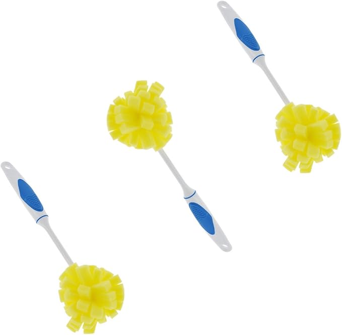 Dishwashing Foam Sponges with Handles Bottle/Glass Scrubbers 3Pack - Image 2