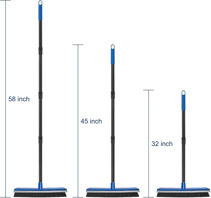 16 Inch 2-in-1 Squeegee Push Broom Outdoor Deck Brush 58" Long Handle - Image 7