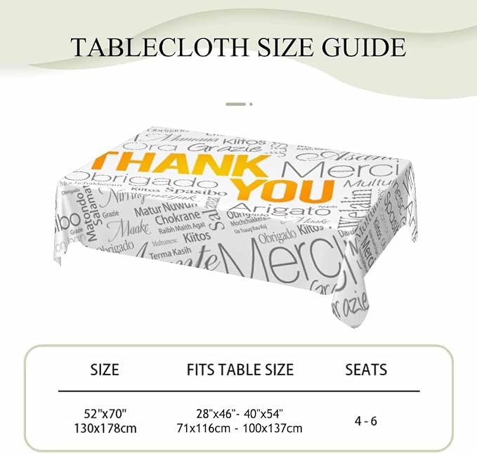 Thank You Tablecloths for Rectangle Tables Thank You Word Cloud in Different - Image 4