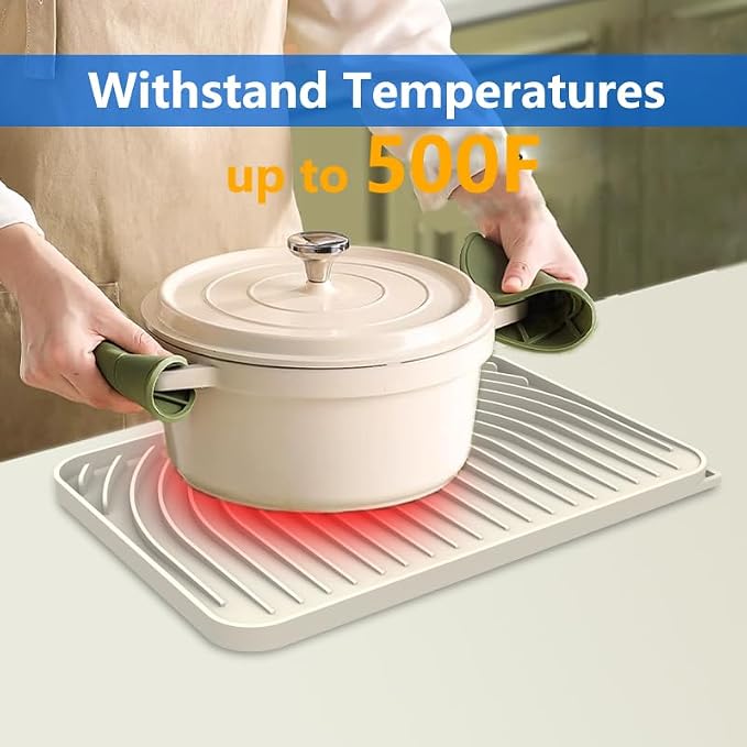 Dish Drying Matt for Kitchen Counter, 14.6"×11"Silicone Dry Rack Mat - Image 5