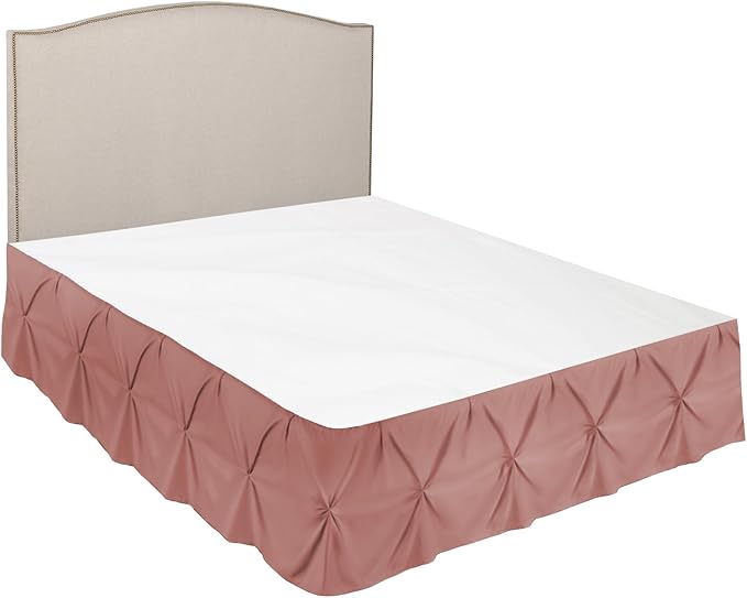 Nestl Pink Clay Bed Skirt Full Size, Pinch Pleat Full Bed Skirt, 14" Inch Drop Full Bedskirt, Hotel Quality Pink Clay Bed Skirts, Premium Microfiber Bedskirt for Full Bed, Pink Clay Full Bed Skirt