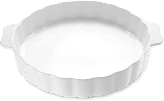 Samsle Ceramic Pie Pan For Baking, 13Inch Round Baking Dish by Samsle