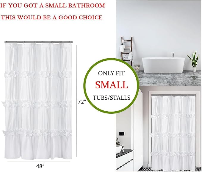 Ruffle Stall Shower Curtain, Vintage Handcrafted Bow Tie Bath Curtain - Image 7