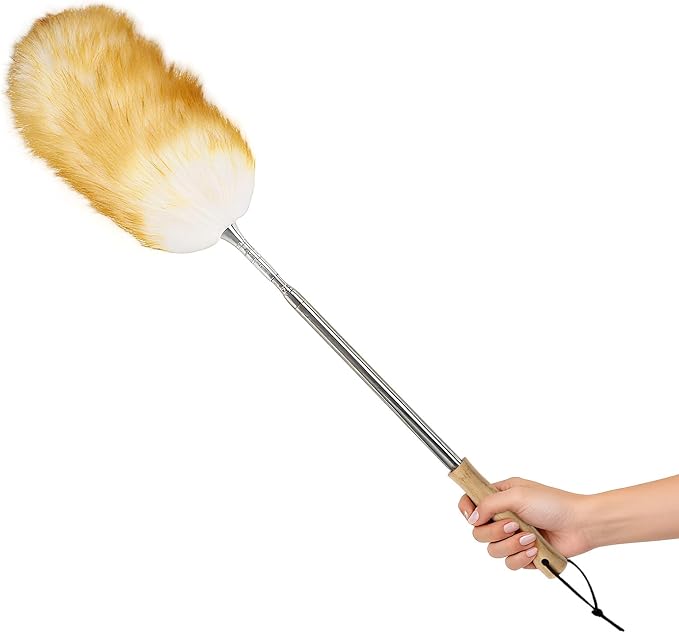 Extendable Lambswool Feather Duster 31-88 Inch, Anti-Static Wool Duster by Unknown