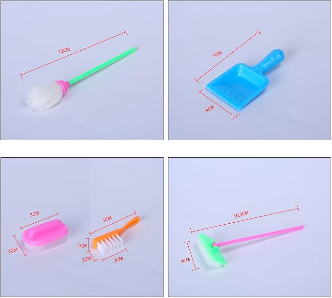 E-TING Miniature Mop Dust Pan, Plastic Bucket Doll Housework Cleaning Supplies - Image 7
