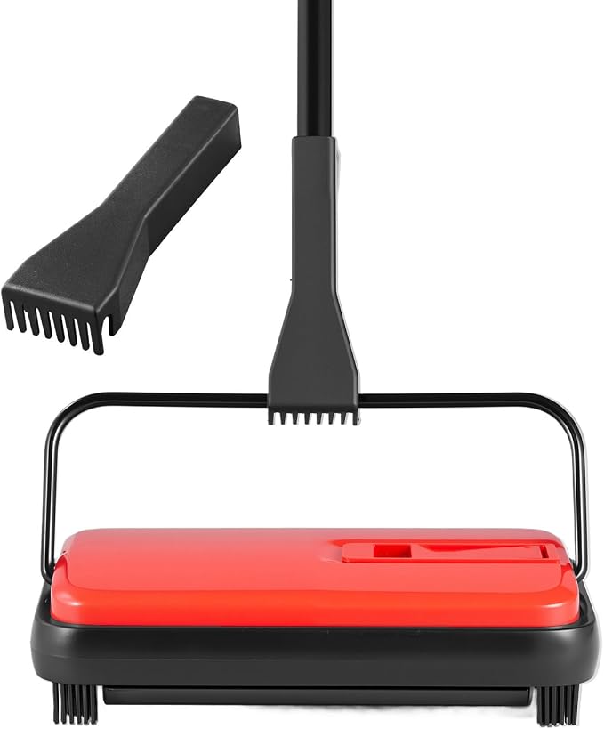 Happybuy Red Manual Carpet Sweeper - 300ml Dustbin by Happybuy