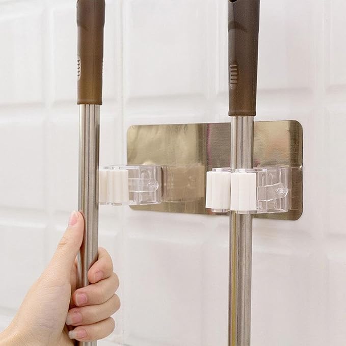 SEIWEI 3 Pcs Wall Mounted Mop Holder Self-Adhesive Broom and Mop Grippers - Image 7