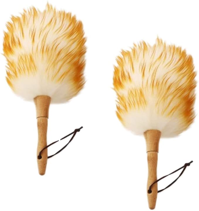 2 Pack Lambswool Duster with Solid Wooden Handle-12''Long Natural Feather by Zicobox