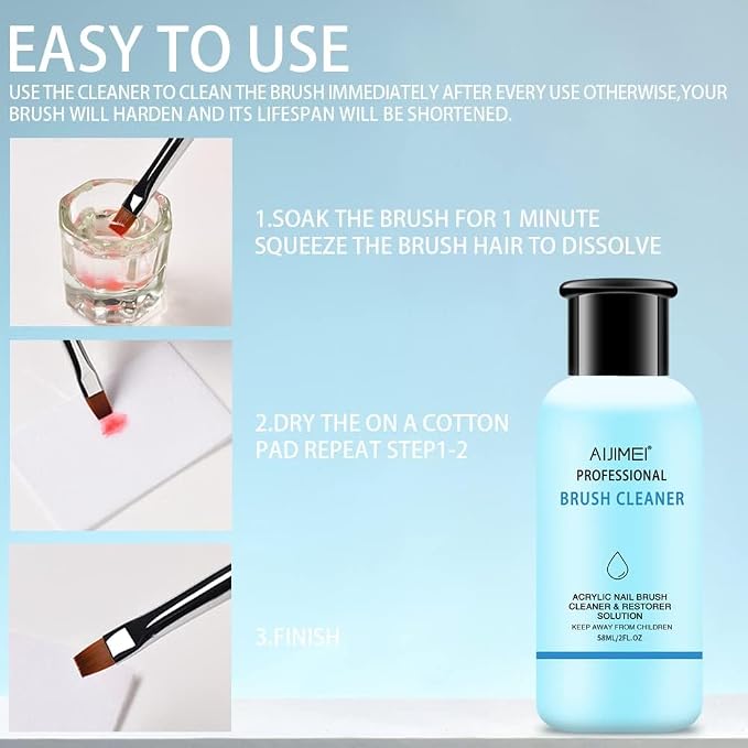 AIJIMEI Nail Brush Cleaner Gel Set Fast Cleaning Nail Brush Cleaner Easy To Use - Image 6