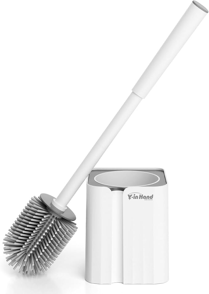 Toilet Brush and Holder Set, Silicone Toilet Bowl Brush, Bathroom Accessories by MoreTidierAndMoreFortunate