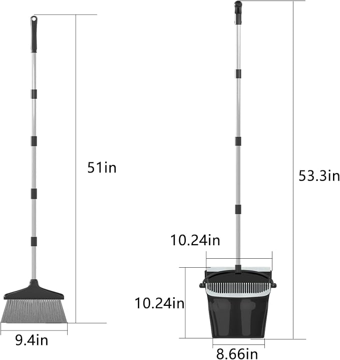 Broom with Dustpan Combo Set 54" Long Handle Angle Broom and Dust Pan - Image 3