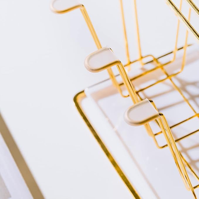 Metal Cup Drying Rack with 6 Hooks, Bottle Drying Rack with Drain Tray - Image 2