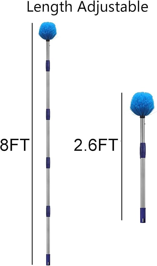 Cobweb Duster with Pole, 8ft Stainless Steel Pole Cobweb Brush with - Image 4