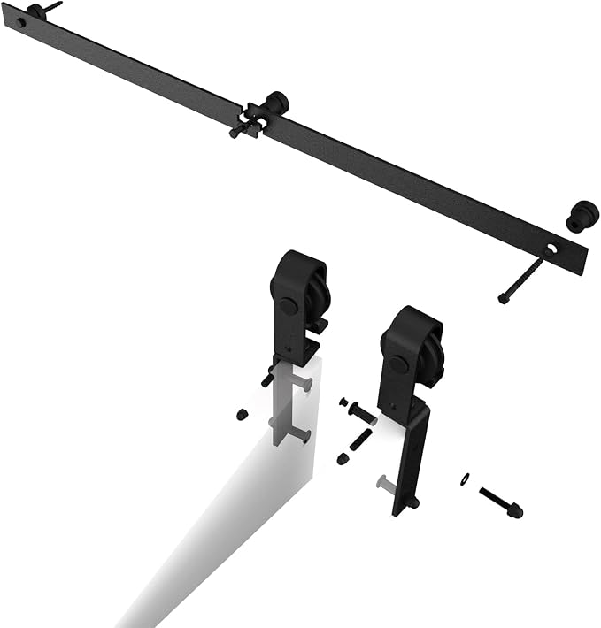 40" Bi-Folding Sliding Barn Door Hardware Track Kit, Smoothly&Quietly, Side - Image 9