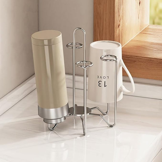 Cup Drying Rack Stand, Stainless Steel 6 Cups Mug Drying Rack Drainer Holder - Image 2