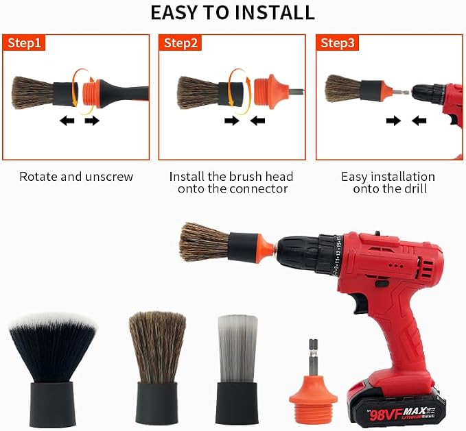 Car Drill Brush, Drill Brush for Air Vent Automotive Interior Exterior - Image 5