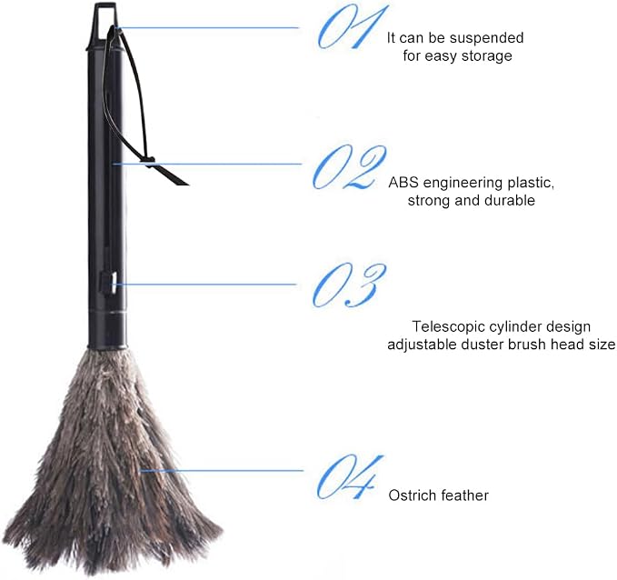 2pcs Ostrich Feather Duster for Cleaning, 9.8-16 inch Fluffy Natural - Image 5