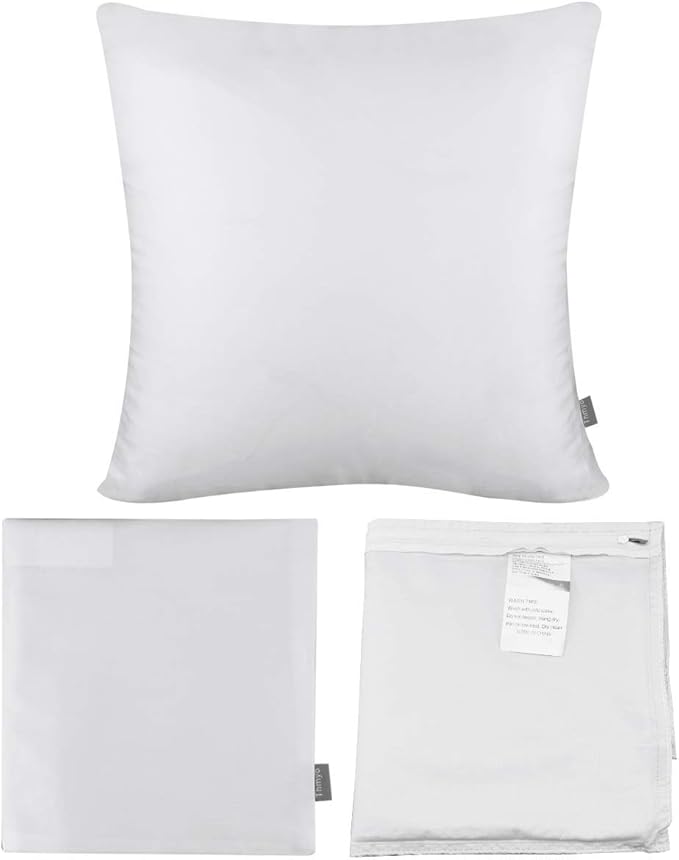 Thmyo 4-Pack 100% Cotton Comfortable Solid Decorative Throw Pillow Case Square Cushion Cover Pillowcase Christmas Pillow Covers DIY Pillowcase for Sofa Bed Car(Only Covers,No Pillows)(16x16inch,White)