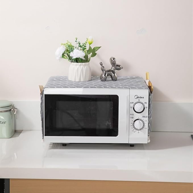 Microwave Oven Cover Dust Oil Proof Cotton Linen Waterproof Fabric Cloth Machine Protector Decorative Kitchen Appliance Cover 30 * 90cm Oven Cover Cloth Dust Cover(gray)