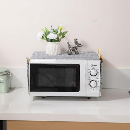 Microwave Oven Cover Dust Oil Proof Cotton Linen Waterproof Fabric Cloth Machine Protector Decorative Kitchen Appliance Cover 30 * 90cm Oven Cover Cloth Dust Cover(gray)