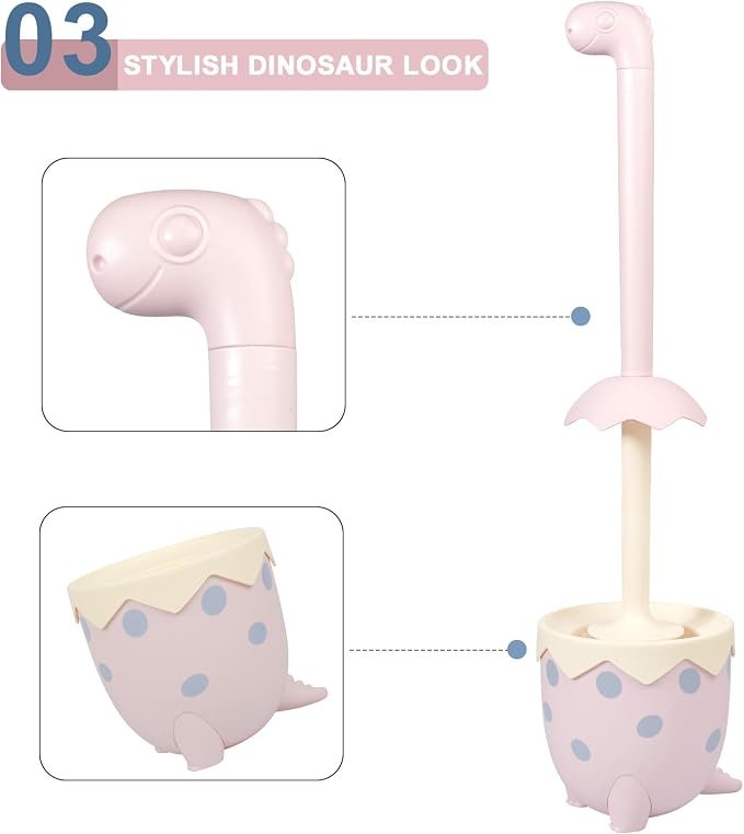 Dinosaur Shape Toilet Brush, TPR Bristles - Image 4