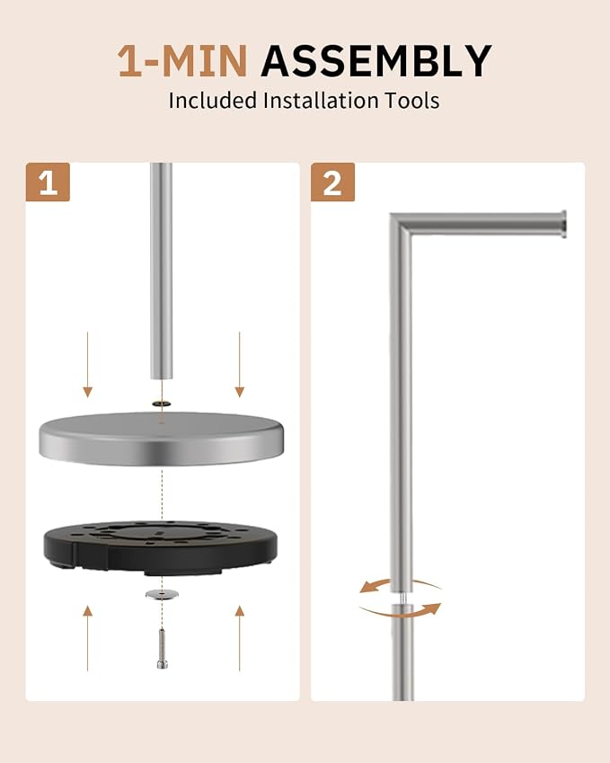 BWE Brushed Nickel Toilet Paper Holder Stand SUS304 Stainless Steel Modern - Image 7