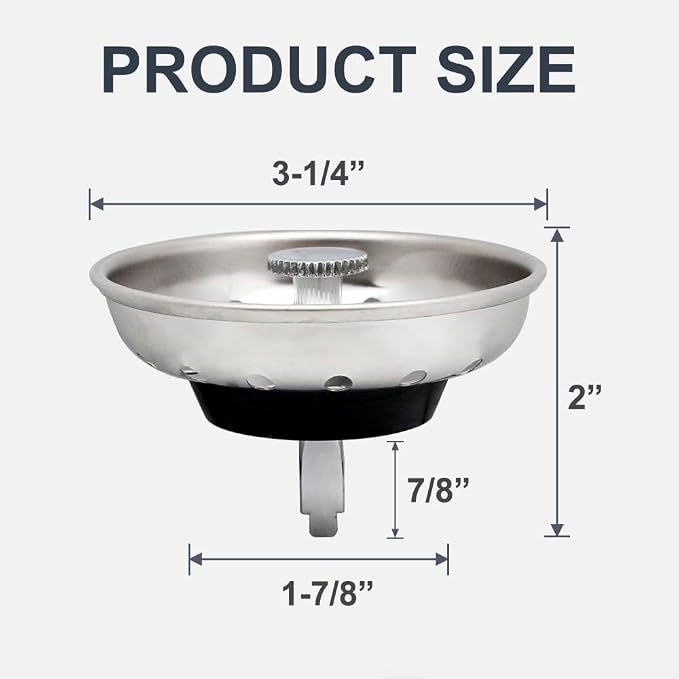 2 Pack - Kitchen Sink Strainer and Stopper Combo Basket Replacement - Image 5