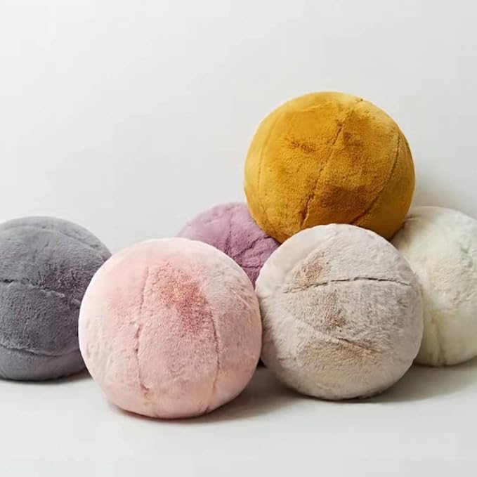 MOJUN Round Plush Ball Throw Pillow, 11" Ball Pillow Decorative Throw Pillow Floor Pillow Cushion, Sphere Pillow for Chair Couch Sofa Bedroom Gift, Purple