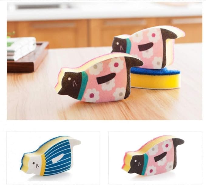 Sink Cat Dish Sponge Scrubber for Washing Dishes Dishwashing Cloth Scrubber - Image 2