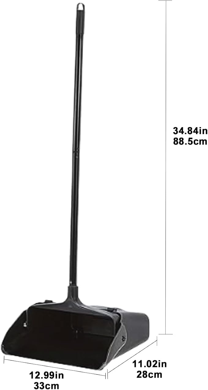 Pivoting Upright Dust Pan with Long Handle and Wheels, Large Capacity, Heavy - Image 2