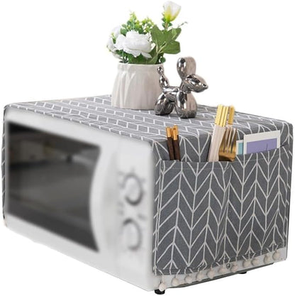 Microwave Oven Cover Dust Oil Proof Cotton Linen Waterproof Fabric Cloth Machine Protector Decorative Kitchen Appliance Cover 30 * 90cm Oven Cover Cloth Dust Cover(gray)