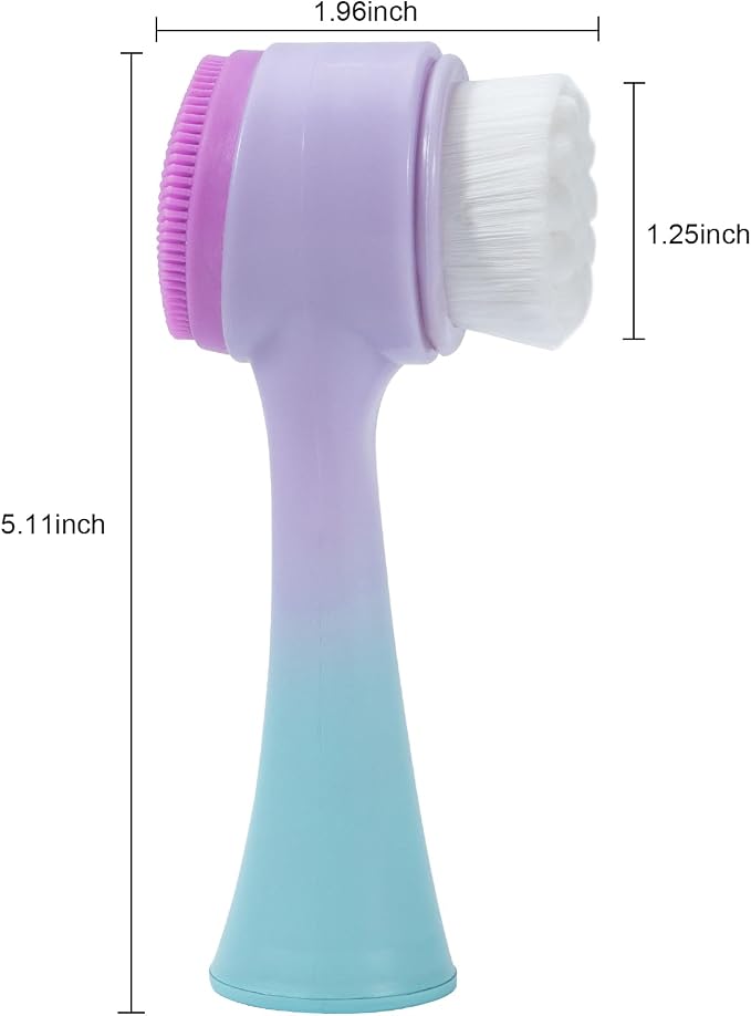 Face Brush 2 in 1, Silicone Facial Cleansing Exfoliating Brush Soft Bristles - Image 5