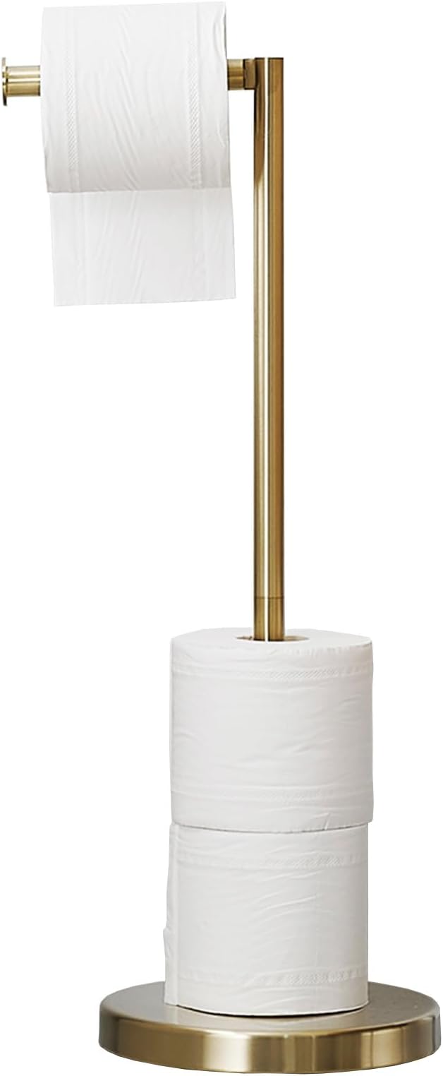 BWE Brushed Gold Toilet Paper Holder Stand Modern Tissue Roll Holder Storage by BWE