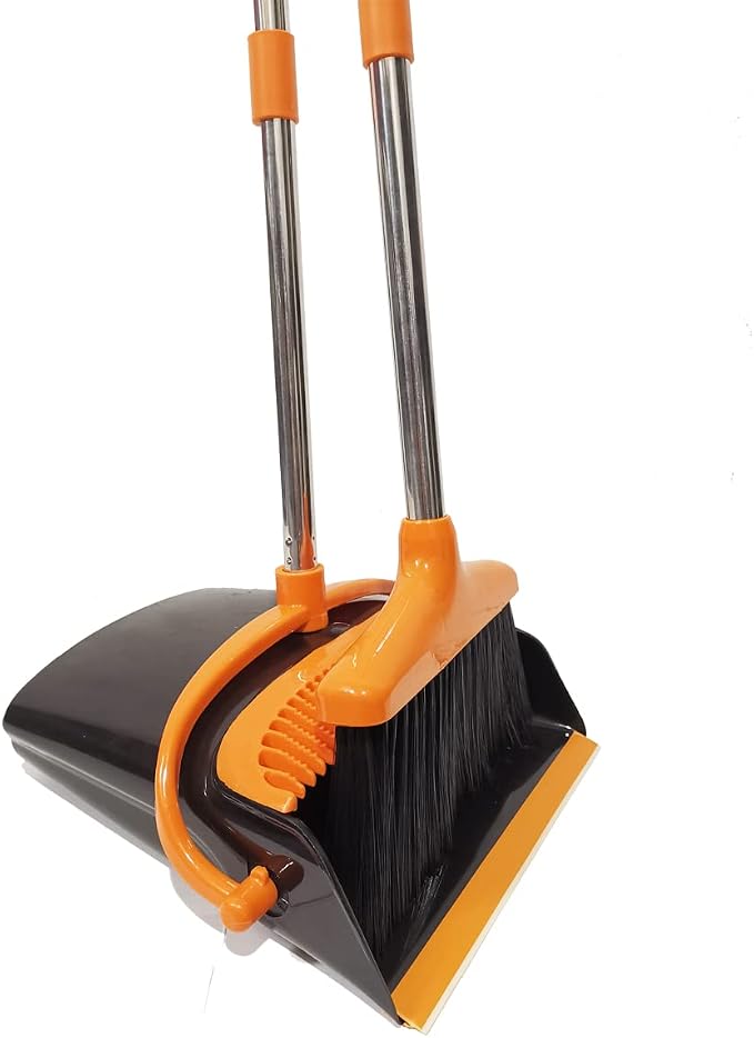 Extendable Long Handle Broom and Dustpan Set, Stainless Lightweight Upright by HOMEIMPROVEMENT
