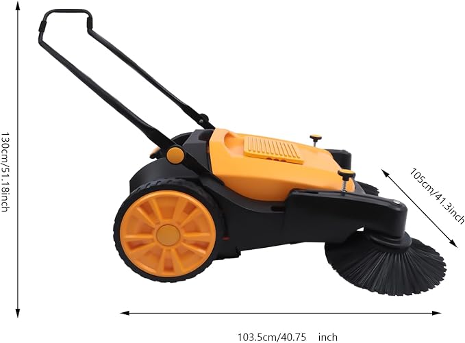 Walk-Behind Hand Push Floor Sweeper, 41” Commercial 55L Large Capacity Manual - Image 2