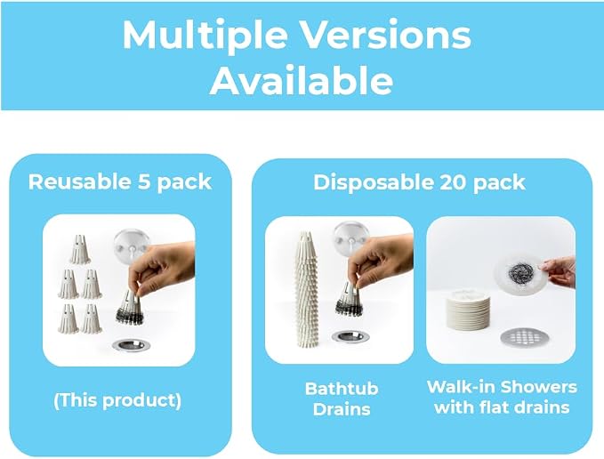 TubClaw 5-Pack Hair Catcher Strainer Drain Protector Trap - Image 2