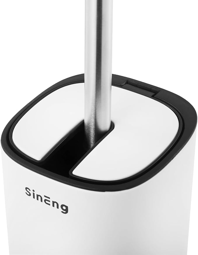 Toilet Brush and Holder Set Toilet Bowl Brush Stainless Steel Automatic Open - Image 8