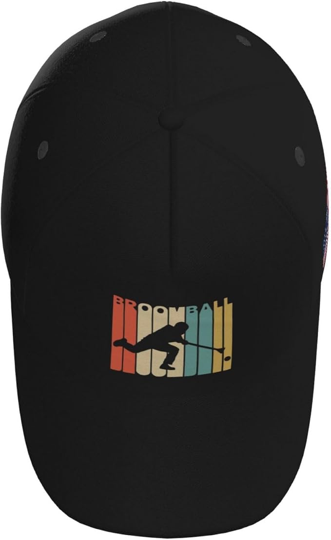 Vintage Style Broomball Outdoor Curved Brim Baseball Hat - Image 4