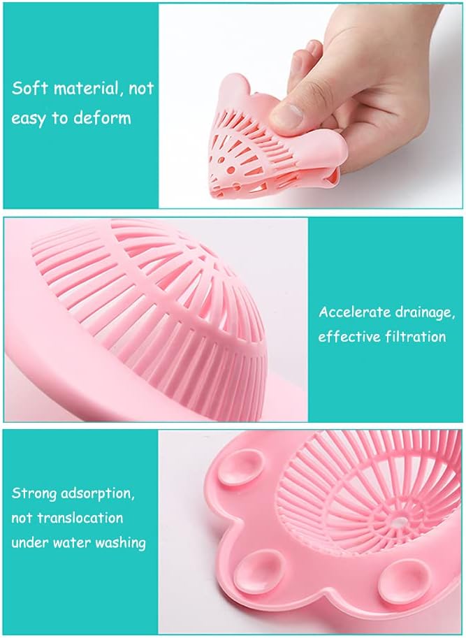 4PCS Drain Hair Catcher Shower Drain Covers Durable Silicone Hair Stopper - Image 6