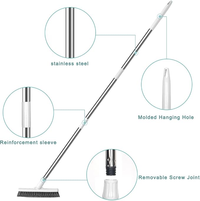 Affogato Floor Scrub Brush Bathroom Long Handle Bathtub Push Broom Shower Tile - Image 5