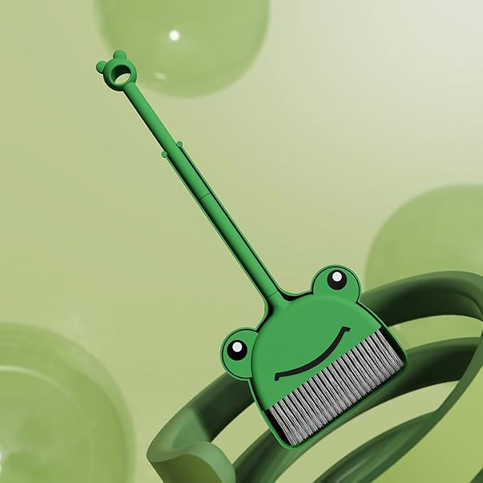 Children's Small Broom Dustpan Set Green Frog Mini Household Cleaning and - Image 8