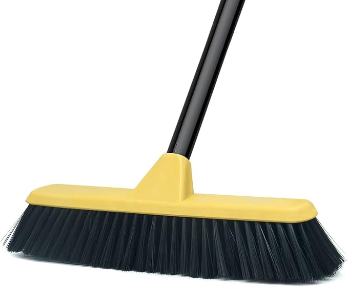 Push Broom with Long Handle, Floor Brush 51.6 inch Soft Bristle Broom 12.2" Wide by LandHope