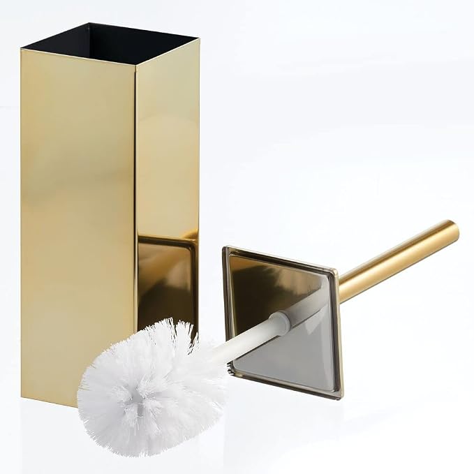 mDesign Steel Square Modern Toilet Bowl Brush and Holder - Image 4