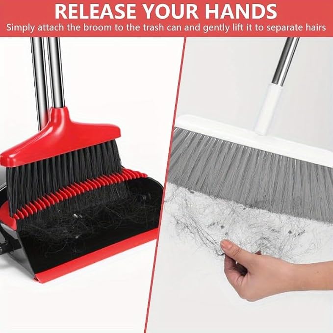Loonpon Broom with Dustpan Combo Set, 43” Long Handle Broom and Dustpan Set - Image 3